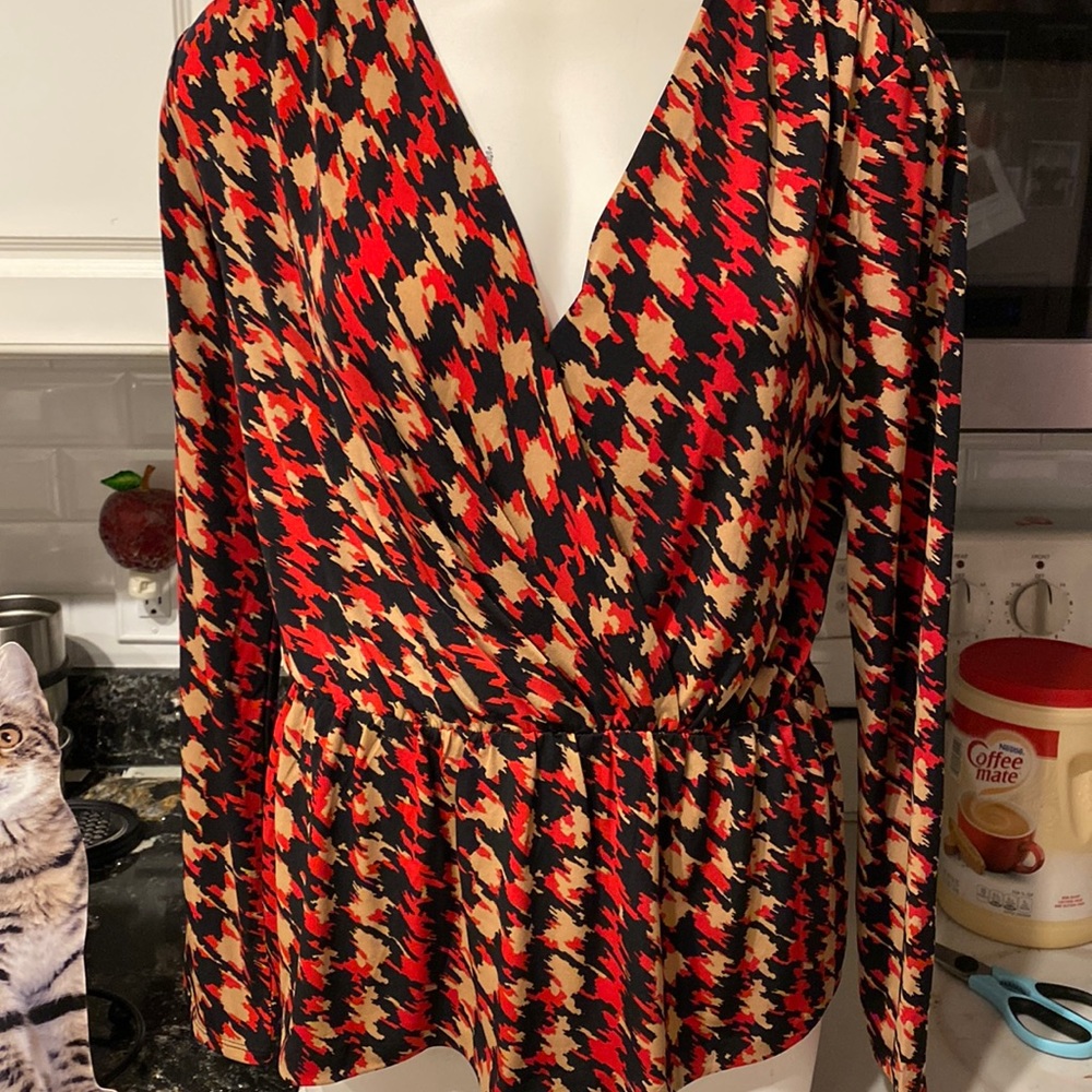 F Anne Klein stretch long sleeve regular size top L